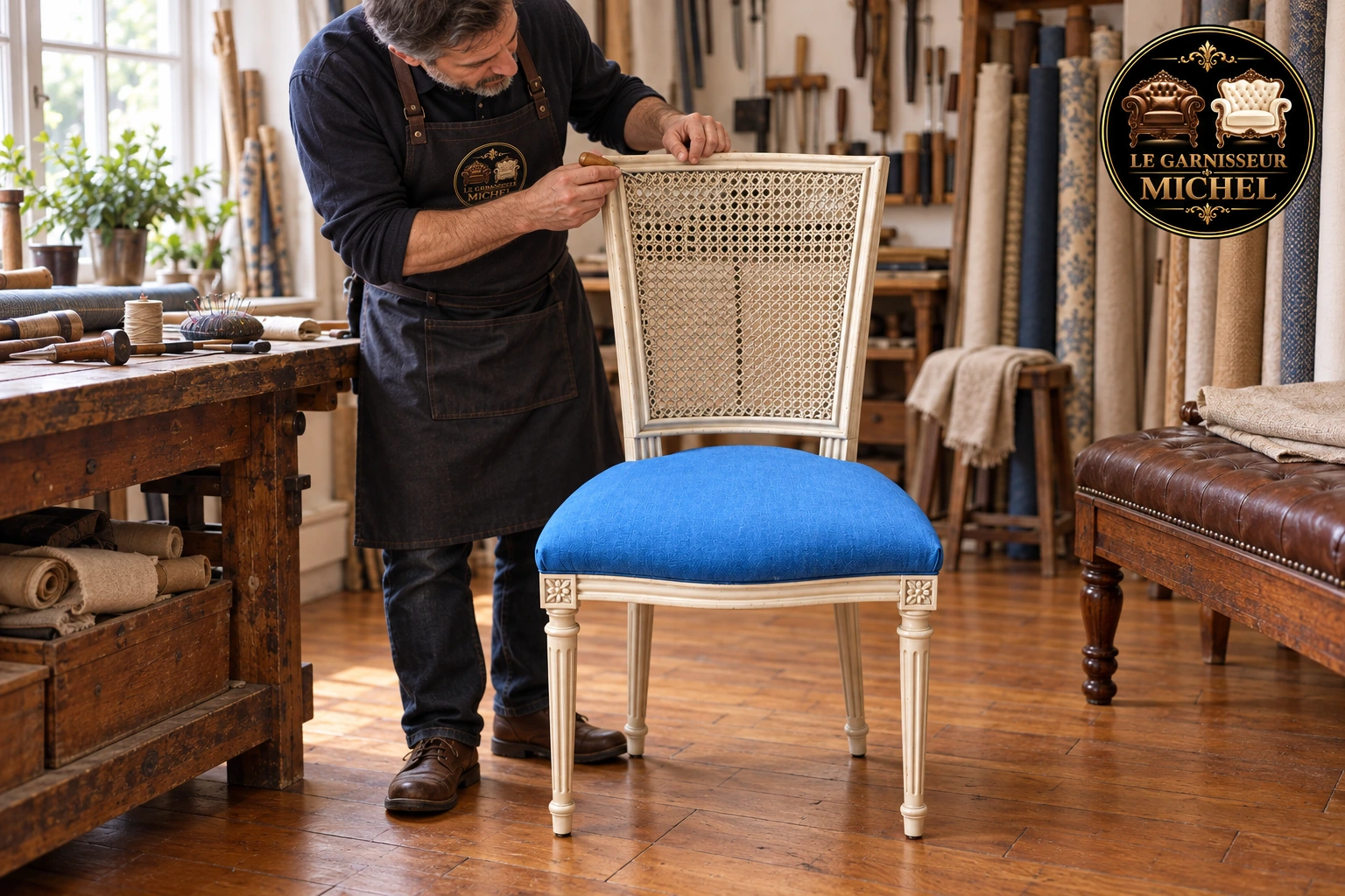 Contrôle du dossier canné d’une chaise de style